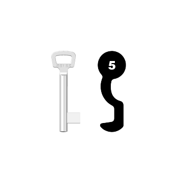 Buntbartschlüssel Bever & Klophaus System M Nr. 5 (Abbildung von der Ringseite aus gesehen)