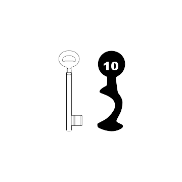 Buntbartschlüssel Bever & Klophaus System H Nr. 10 (Abbildung von der Ringseite aus gesehen)
