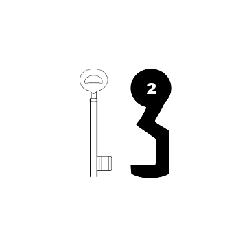 Buntbartschlüssel Bever & Klophaus System H Nr. 2 (Abbildung von der Ringseite aus gesehen)
