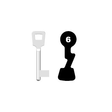 Buntbartschlüssel ABUS ES BB Nr. 6 (Abbildung von der Ringseite aus gesehen)