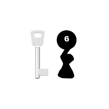 Buntbartschlüssel 8N (BKS) Nr. 6 (Abbildung von der Ringseite aus gesehen)