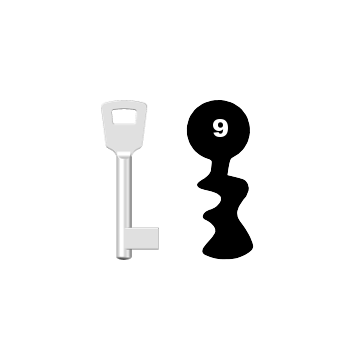 Buntbartschlüssel 8N (BKS) Nr. 9 (Abbildung von der Ringseite aus gesehen)