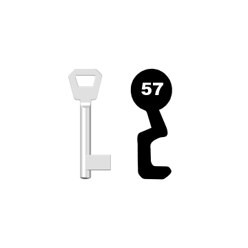 Buntbartschlüssel KFV Nr. 57 (Abbildung von der Ringseite aus gesehen)
