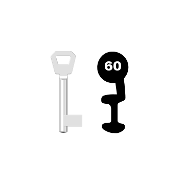 Buntbartschlüssel KFV Nr. 60 (Abbildung von der Ringseite aus gesehen)