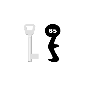 Buntbartschlüssel KFV Nr. 65 (Abbildung von der Ringseite aus gesehen)