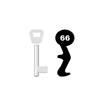 Buntbartschlüssel KFV Nr. 66 (Abbildung von der Ringseite aus gesehen)