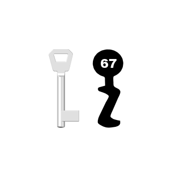 Buntbartschlüssel KFV Nr. 67 (Abbildung von der Ringseite aus gesehen)