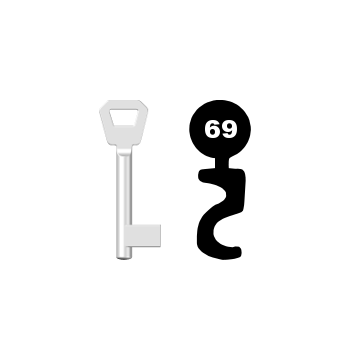 Buntbartschlüssel KFV Nr. 69 (Abbildung von der Ringseite aus gesehen)