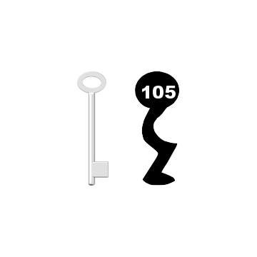 Buntbartschlüssel für Kastenschloss Nr. 105 (Abbildung von der Ringseite aus gesehen)