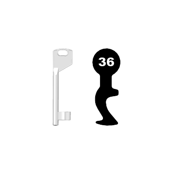Buntbartschlüssel Hobes Nr. 36 Abbildung von der Ringseite aus gesehen