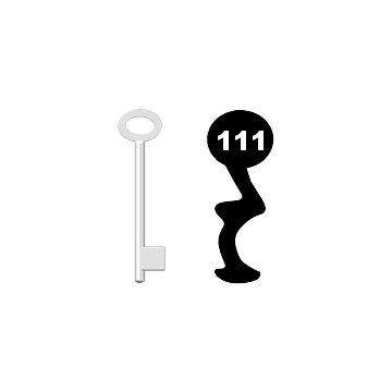 Buntbartschlüssel für Kastenschloss Nr. 111 (Abbildung von der Ringseite aus gesehen)