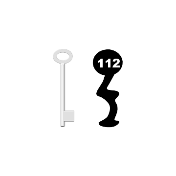 Buntbartschlüssel für Kastenschloss Nr. 112 (Abbildung von der Ringseite aus gesehen)