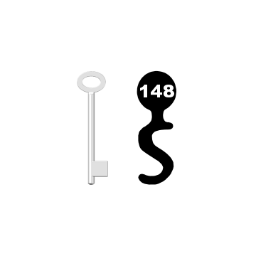 Buntbartschlüssel für Kastenschloss Nr. 148 (Abbildung von der Ringseite aus gesehen)