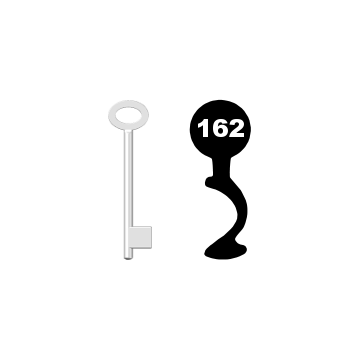 Buntbartschlüssel für Kastenschloss Nr. 162 (Abbildung von der Ringseite aus gesehen)