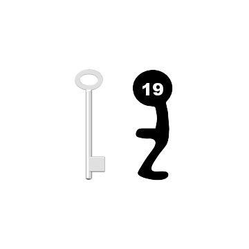 Buntbartschlüssel für Kastenschloss Nr. 19 (Abbildung von der Ringseite aus gesehen)
