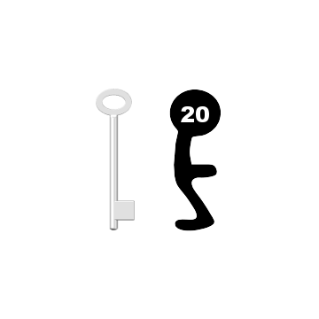 Buntbartschlüssel für Kastenschloss Nr. 20 (Abbildung von der Ringseite aus gesehen)