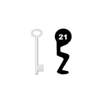 Buntbartschlüssel für Kastenschloss Nr. 21 (Abbildung von der Ringseite aus gesehen)