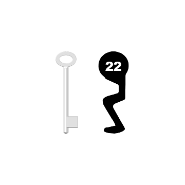 Buntbartschlüssel für Kastenschloss Nr. 22 (Abbildung von der Ringseite aus gesehen)