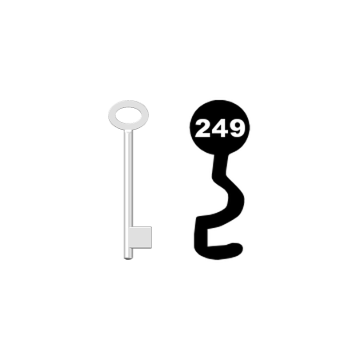 Buntbartschlüssel für Kastenschloss Nr. 249 (Abbildung von der Ringseite aus gesehen)