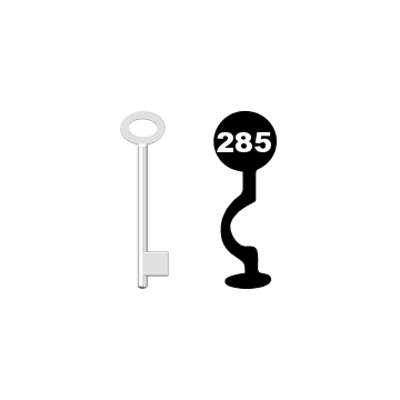 Buntbartschlüssel für Kastenschloss Nr. 285 (Abbildung von der Ringseite aus gesehen)