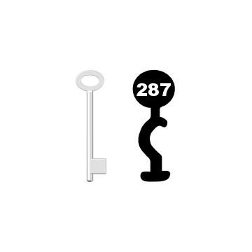Buntbartschlüssel für Kastenschloss Nr. 287 (Abbildung von der Ringseite aus gesehen)