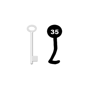 Buntbartschlüssel für Kastenschloss Nr. 35 (Abbildung von der Ringseite aus gesehen)