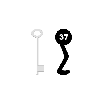 Buntbartschlüssel für Kastenschloss Nr. 37 (Abbildung von der Ringseite aus gesehen)
