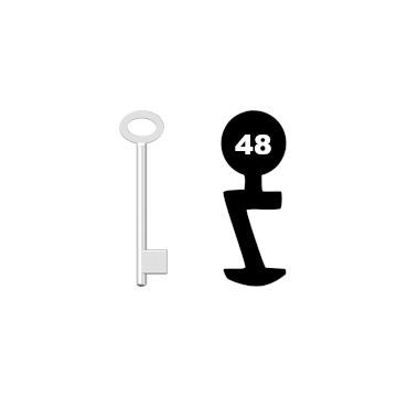 Buntbartschlüssel für Kastenschloss Nr. 48 (Abbildung von der Ringseite aus gesehen)