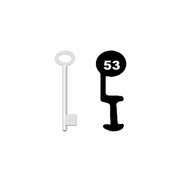 Buntbartschlüssel für Kastenschloss Nr. 53 (Abbildung von der Ringseite aus gesehen)