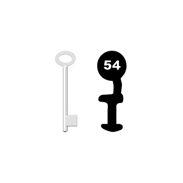 Buntbartschlüssel für Kastenschloss Nr. 54 (Abbildung von der Ringseite aus gesehen)