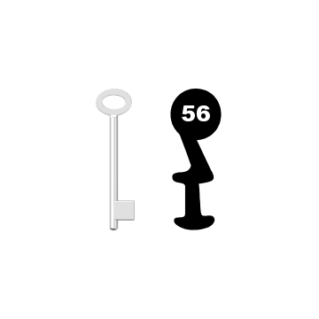 Buntbartschlüssel für Kastenschloss Nr. 56 (Abbildung von der Ringseite aus gesehen)