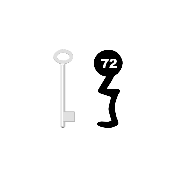 Buntbartschlüssel für Kastenschloss Nr. 72 (Abbildung von der Ringseite aus gesehen)