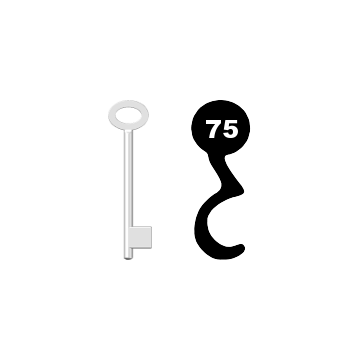 Buntbartschlüssel für Kastenschloss Nr. 75 (Abbildung von der Ringseite aus gesehen)