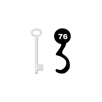 Buntbartschlüssel für Kastenschloss Nr. 76 (Abbildung von der Ringseite aus gesehen)