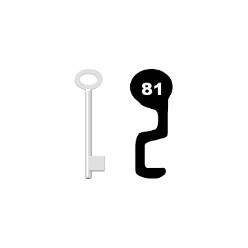 Buntbartschlüssel für Kastenschloss Nr. 81 (Abbildung von der Ringseite aus gesehen)