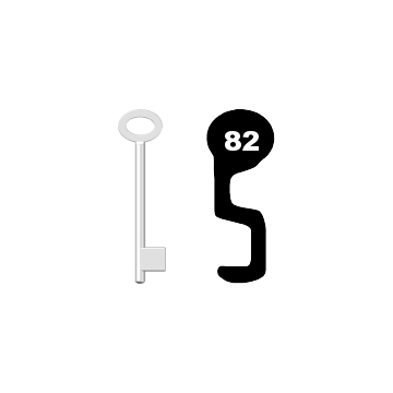 Buntbartschlüssel für Kastenschloss Nr. 82 (Abbildung von der Ringseite aus gesehen)