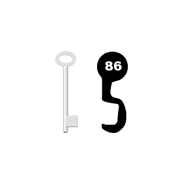 Buntbartschlüssel für Kastenschloss Nr. 86 (Abbildung von der Ringseite aus gesehen)