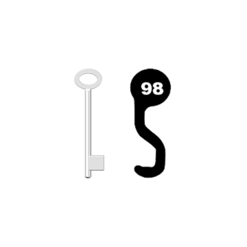 Buntbartschlüssel für Kastenschloss Nr. 98 (Abbildung von der Ringseite aus gesehen)