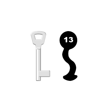 Buntbartschlüssel KIMA Nr. 13 (Abbildung von der Ringseite aus gesehen)