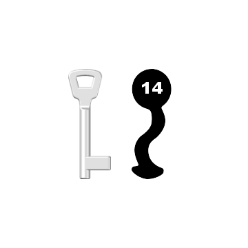 Buntbartschlüssel KIMA Nr. 14 (Abbildung von der Ringseite aus gesehen)