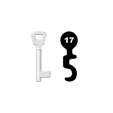 Buntbartschlüssel KIMA Nr. 17 (Abbildung von der Ringseite aus gesehen)