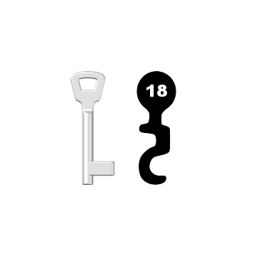 Buntbartschlüssel KIMA Nr. 18 (Abbildung von der Ringseite aus gesehen)