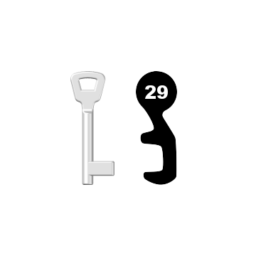 Buntbartschlüssel KIMA Nr. 29 (Abbildung von der Ringseite aus gesehen)