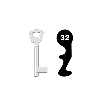Buntbartschlüssel KIMA Nr. 32 (Abbildung von der Ringseite aus gesehen)