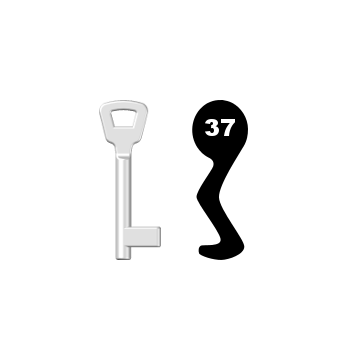 Buntbartschlüssel KIMA Nr. 37 (Abbildung von der Ringseite aus gesehen)