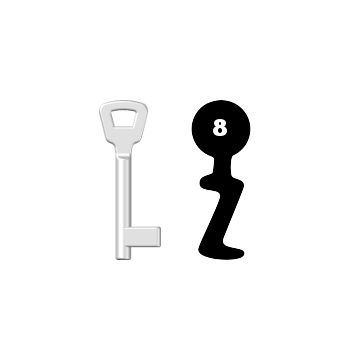 Buntbartschlüssel KIMA Nr. 8 (Abbildung von der Ringseite aus gesehen)
