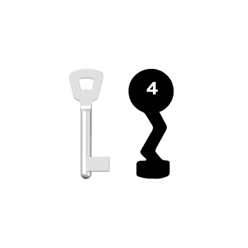 Buntbartschlüssel Novoferm Nr. 4 (Abbildung von der Ringseite aus gesehen)