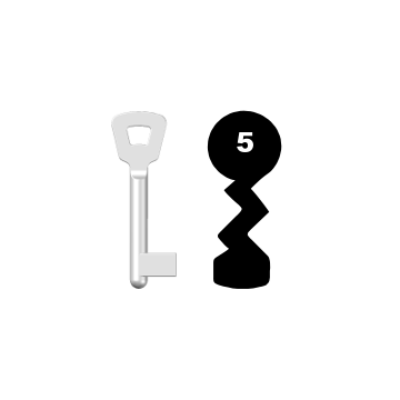 Buntbartschlüssel Novoferm Nr. 5 (Abbildung von der Ringseite aus gesehen)