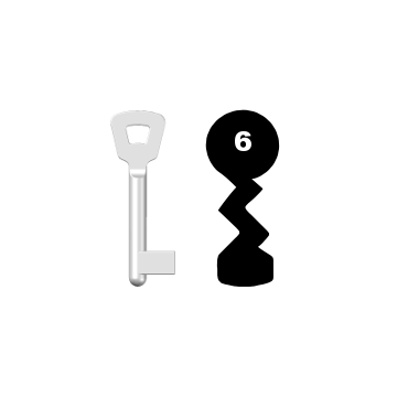 Buntbartschlüssel Novoferm Nr. 6 (Abbildung von der Ringseite aus gesehen)