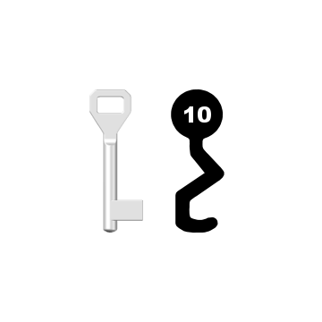Buntbartschlüssel Sächsische Schlossfabrik Nr. 10 (Abbildung von der Ringseite aus gesehen)